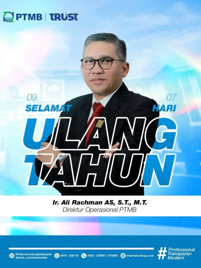 Selamat Ulang Tahun kepada Direktur Operasional PTMB, Bapak Ir. Ali Rachman AS, S.T., M.T.