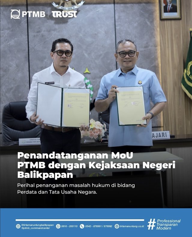 Penandatangan MoU PTMB dengan Kejaksaan Negeri Balikpapan
