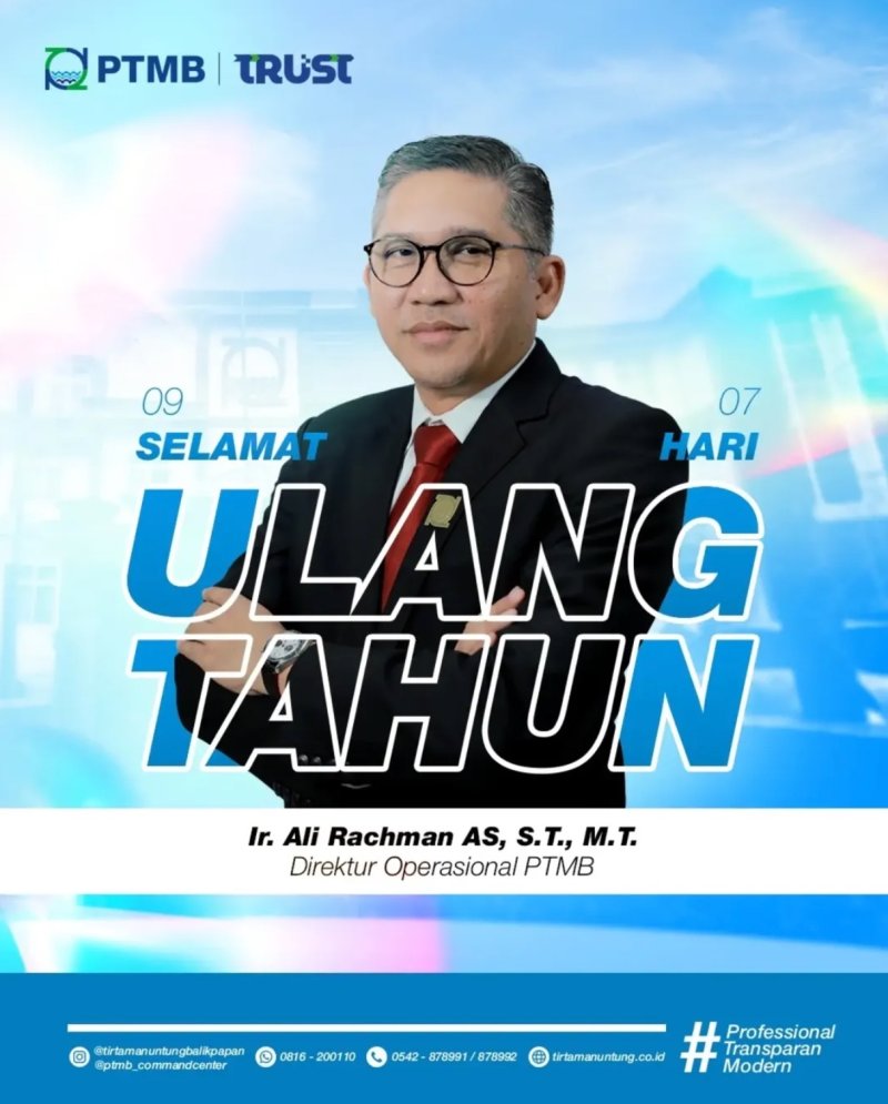 Selamat Ulang Tahun kepada Direktur Operasional PTMB, Bapak Ir. Ali Rachman AS, S.T., M.T.