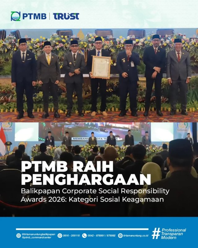 PTMB Raih Penghargaan Balikpapan Corporate Social Responsibility Awards 2026 Kategori: Sosial Keagamaan